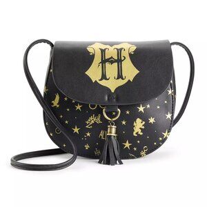 Harry Potter Hogwarts Celestial Black Foil Print Saddle Bag NWT